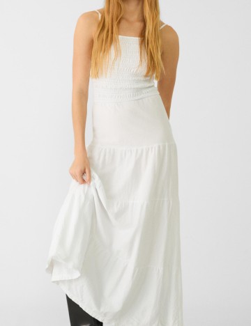 Rochie maxi Stradivarius, alb