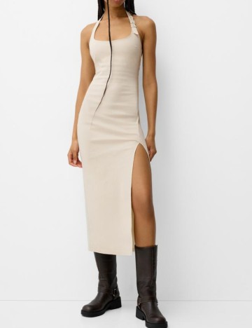 Rochie midi Bershka, bej