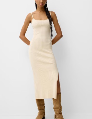Rochie maxi Bershka, crem