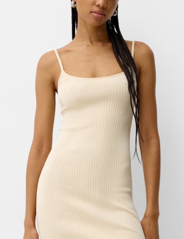 Rochie maxi Bershka, crem