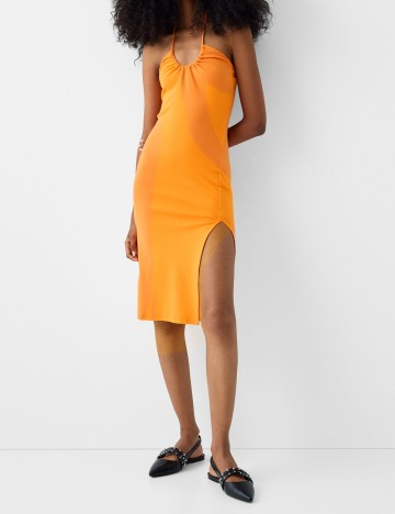 Rochie midi Bershka, portocaliu
