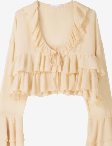 Cămașă Bershka, crem