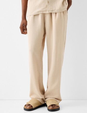 Pantaloni Bershka, crem