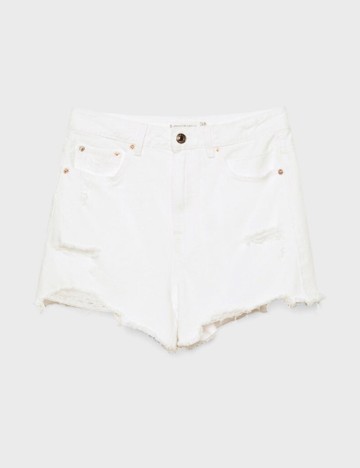 Pantaloni scurți de blugi Stradivarius, alb