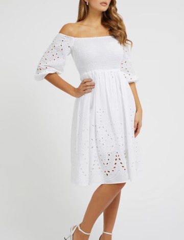 Rochie midi Guess, alb