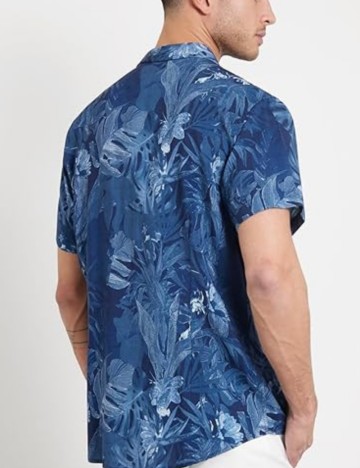 Cămașă cu m&acirc;necă scurtă Guess, albastru