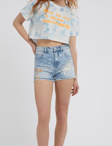 Pantaloni scurți de blugi Guess, albastru