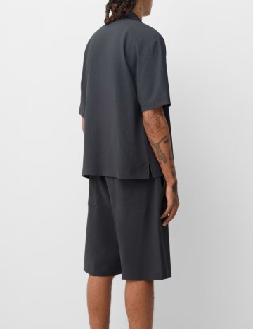 Cămașă cu m&acirc;necă scurtă Bershka, gri