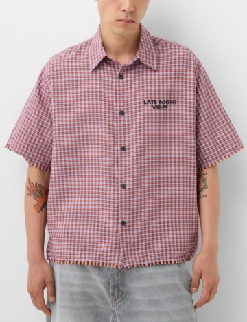 Cămașă cu m&acirc;necă scurtă Bershka, mix culori