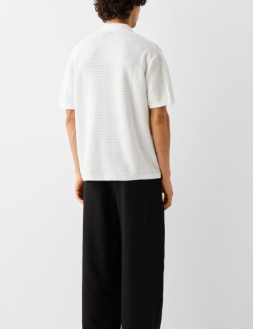 Cămașă cu m&acirc;necă scurtă Bershka, alb