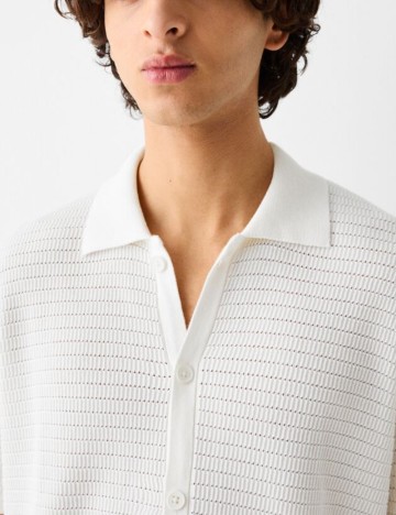 Cămașă cu m&acirc;necă scurtă Bershka, alb