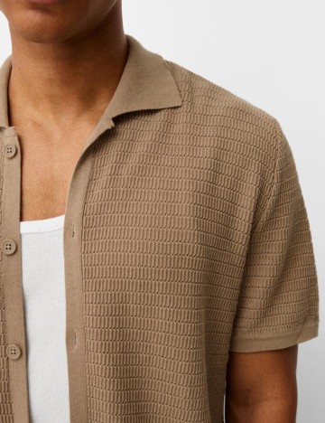 Cămașă cu m&acirc;necă scurtă Bershka, maro