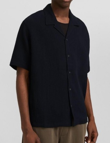 Cămașă cu m&acirc;necă scurtă Bershka, negru