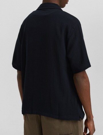 Cămașă cu m&acirc;necă scurtă Bershka, negru