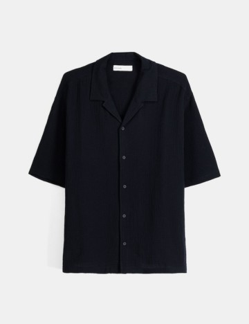 Cămașă cu m&acirc;necă scurtă Bershka, negru