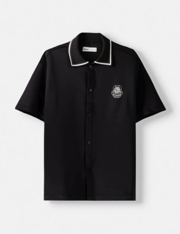 Cămașă cu m&acirc;necă scurtă Bershka, negru