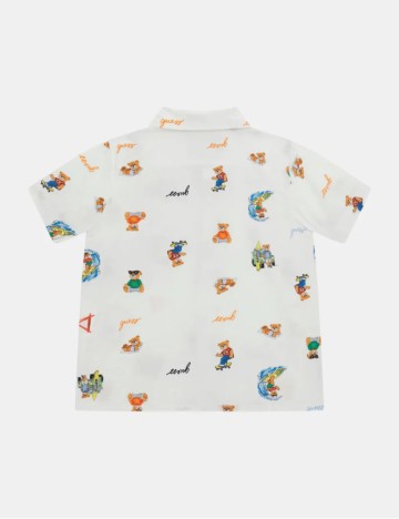 Cămașă cu m&acirc;necă scurtă Guess, alb