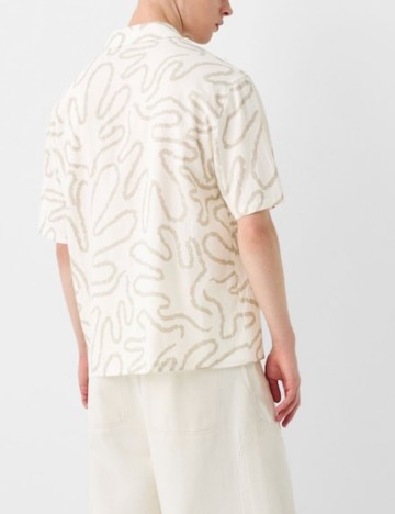 Cămașă cu m&acirc;necă scurtă Bershka, bej