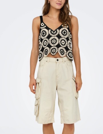 Pantaloni scurți din blugi Only, crem