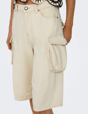 Pantaloni scurți din blugi Only, crem