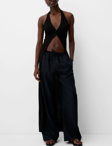 Maiou lung Bershka, negru