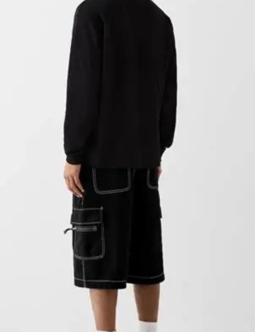 Pantaloni scurți cargo Bershka, negru