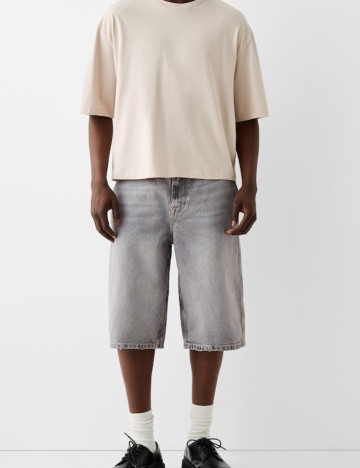 Pantaloni 3/4 Bershka, gri