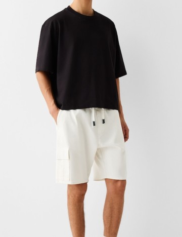 Pantaloni scurți Bershka, alb
