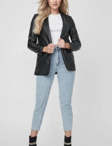 Sacou imitație de piele Guess, negru