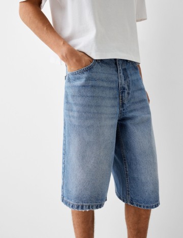 Pantaloni 3/4 Bershka, albastru