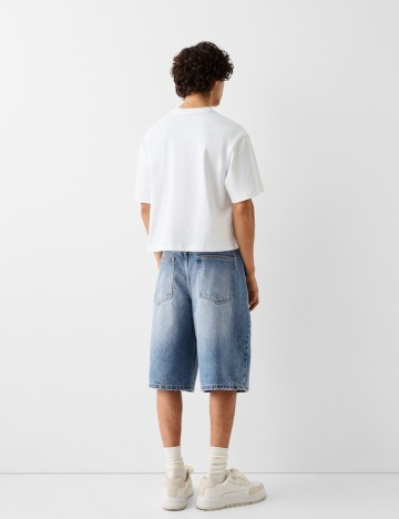 Pantaloni 3/4 Bershka, albastru