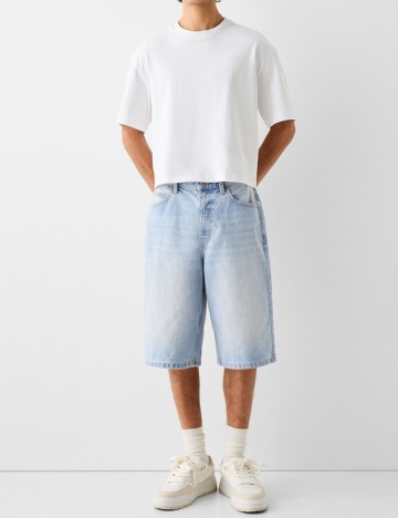 Pantaloni 3/4 Bershka, albastru