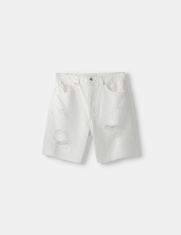 Pantaloni scurți de blugi Bershka, alb