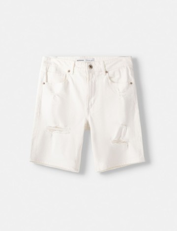 Pantaloni scurți Bershka, alb