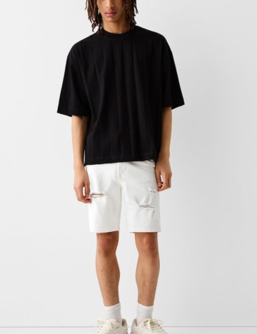 Pantaloni scurți Bershka, alb