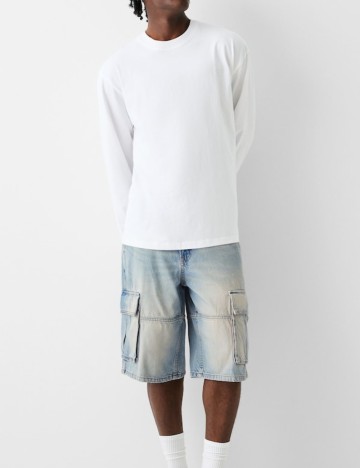 Pantaloni scurți Bershka, albastru