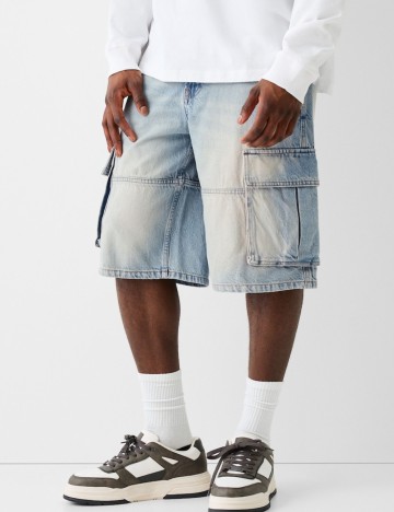 Pantaloni scurți Bershka, albastru