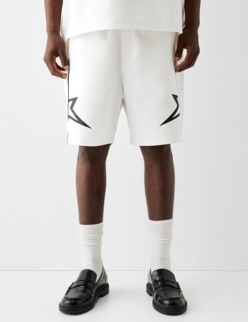 Pantaloni scurți Bershka, alb