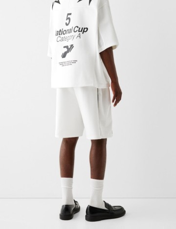 Pantaloni scurți Bershka, alb