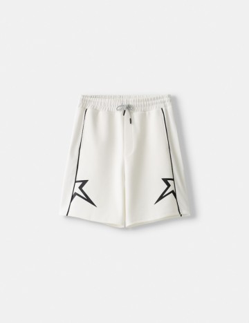Pantaloni scurți Bershka, alb