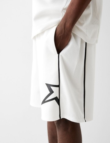 Pantaloni scurți Bershka, alb