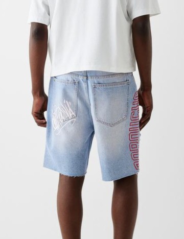 Pantaloni scurți de blugi Bershka, albastru