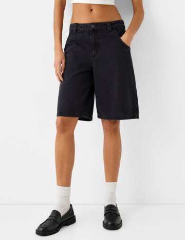 Pantaloni scurți de blugi Bershka, negru