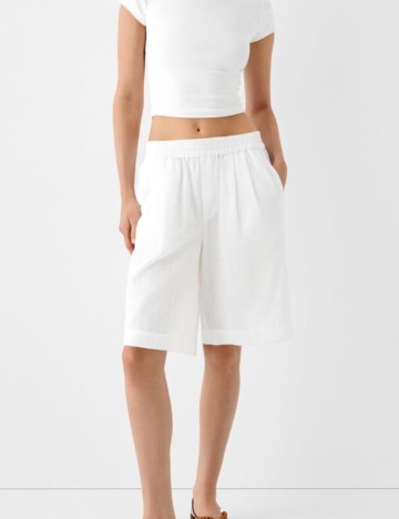 Pantaloni 3/4 Bershka, alb