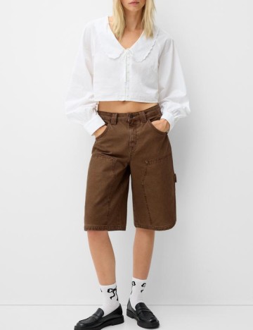 Pantaloni scurți de blugi Bershka, maro