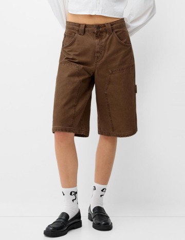 Pantaloni scurți de blugi Bershka, maro