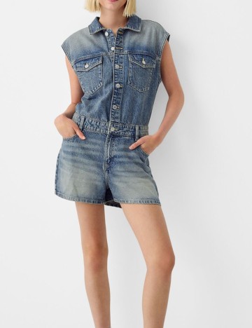 Salopetă de blugi Bershka, albastru