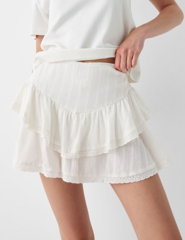 Fustă Pantalon Bershka, alb