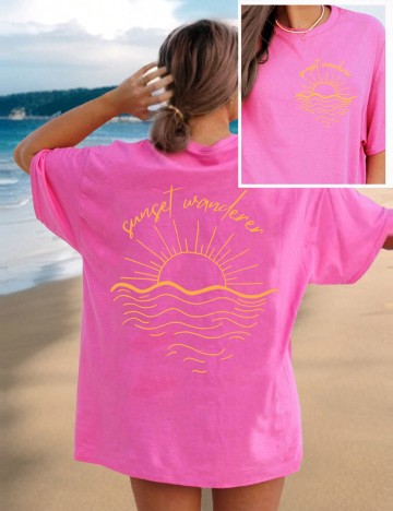 Tricou Shein Curve+, roz