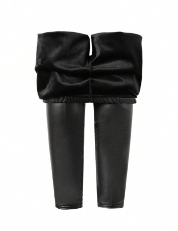 Colanți imitație piele Shein, negru